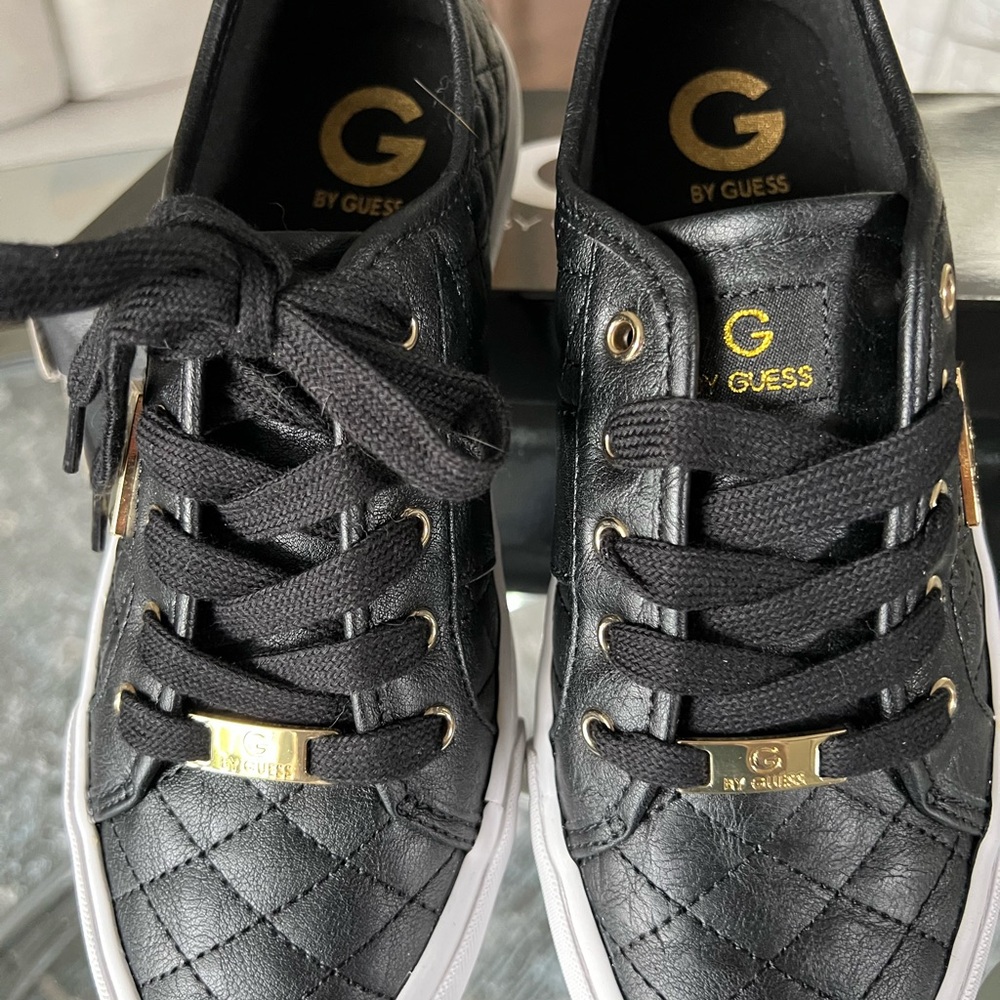Guess Black and Gold Quilted Sneakers